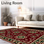 Deep Red Medallion Border Rug