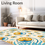 Nautical Gold Nautilus Blue Shells Rug