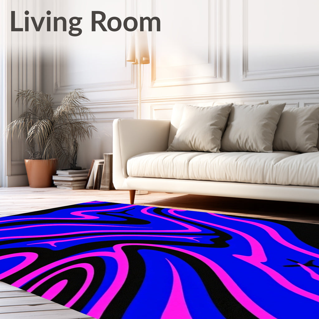 Vibrant Blue Pink Swirl Liquid Rug
