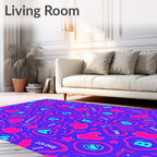 Abstract Pink Blue Alphabets Hearts Rug