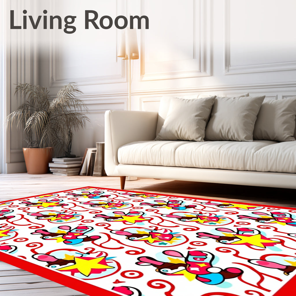 Whimsical Yellow Star Cartoon Delight Rug