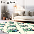 Automobile And Tropical Leaves Repeating Rug