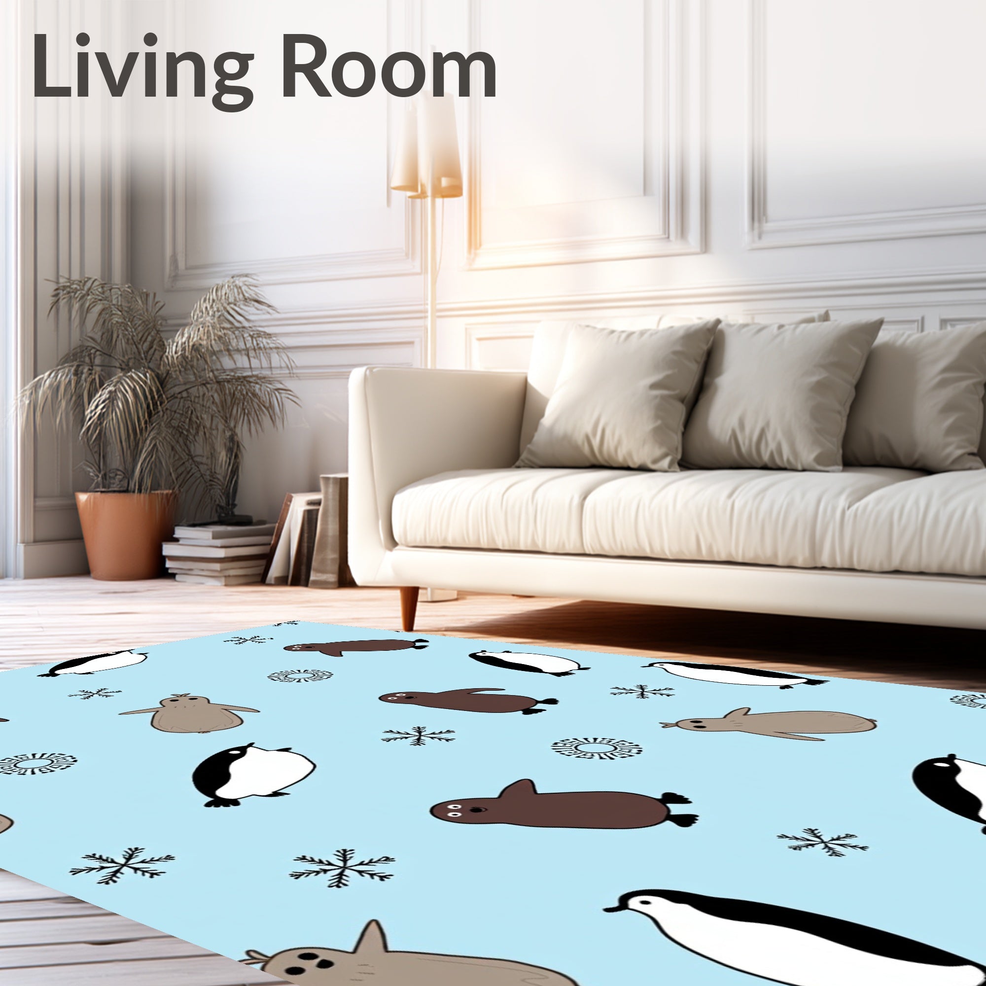 Arctic Friends Penguin Snowflakes Rug