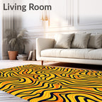 Bold Yellow Orange Swirl Rug