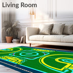 Neon Green Yellow Circuit Board Rug