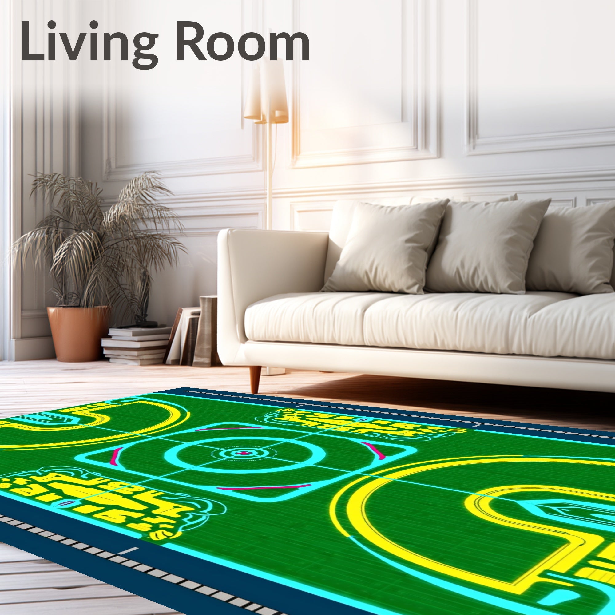 Neon Green Yellow Circuit Board Rug