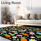 Whimsical Easter Bunnies Carrots Eggs Rug