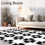 Monochrome geometric trellis repeat Rug