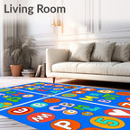 Playful Alphabet Circles Round Rug