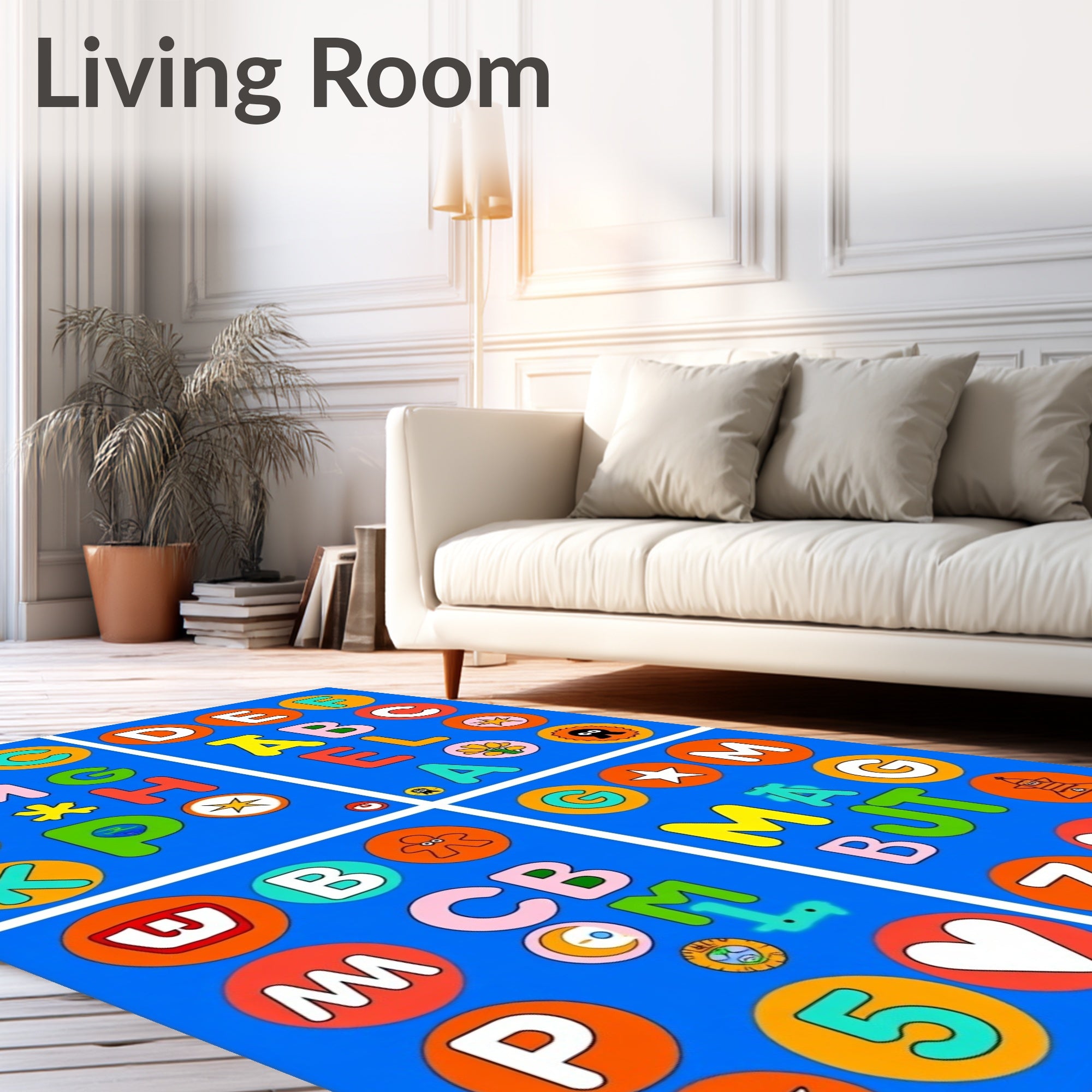 Playful Alphabet Circles Round Rug