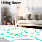 Modern Circuit Board Teal Green Rug