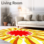 Bold Red Sunburst Yellow Rays Rug