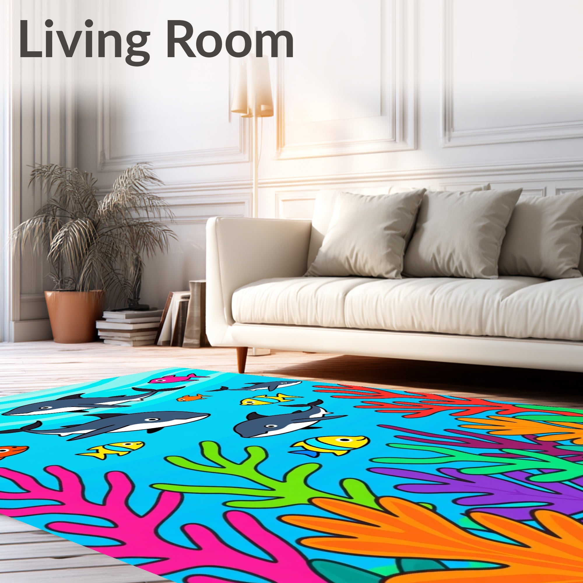 Oceanic Coral Reef School of Fish Rug