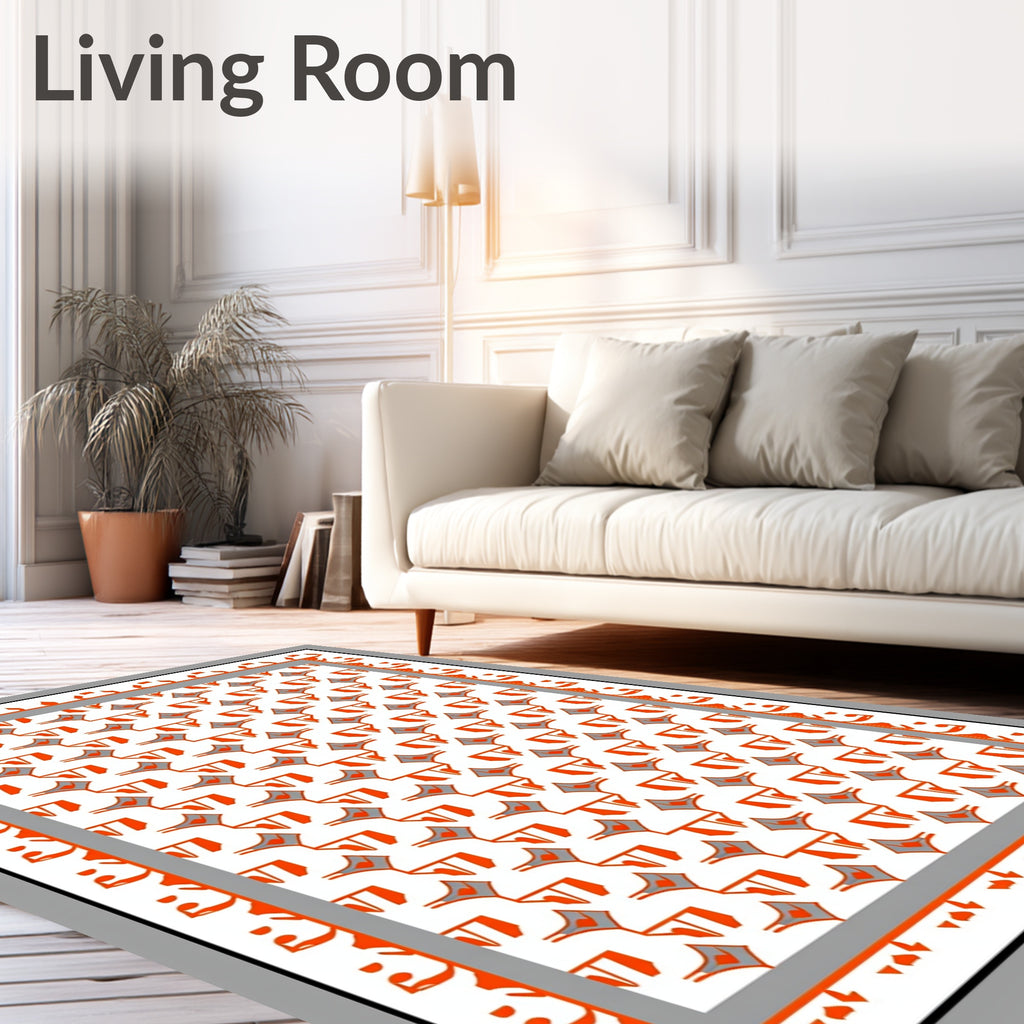 Geometric Orange Gray Diamond Trail Rug