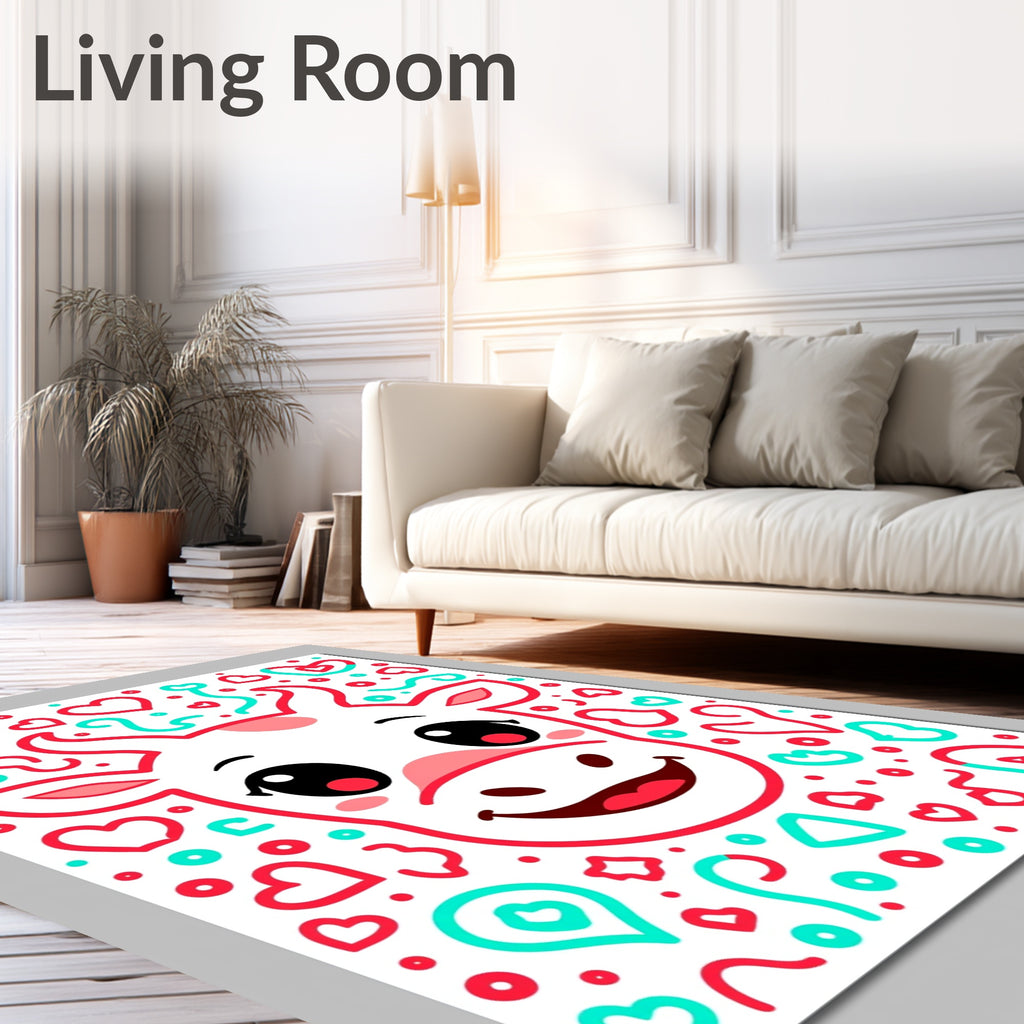 Cute Cow Valentine Hearts Border Rug