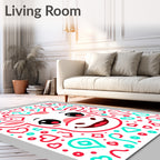 Cute Cow Valentine Hearts Border Rug