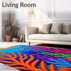 Vibrant Coral Reef Fish Sun Rays Rug