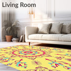 Vibrant Yellow Pink Mandala Flourish Rug