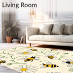 Yellow Bee Daisy Garden Rug
