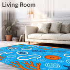 Ocean Orange Sealife Alphabet Collage Rug