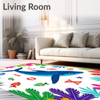Blue Whale Tropical Fish Coral Reef Rug