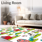 Whimsical Farm Animals Barn Landscape Rug