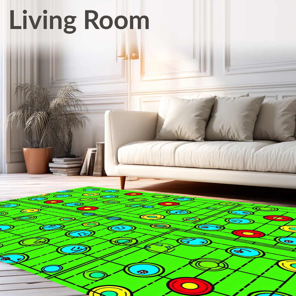 Retro Green Geometric Circles Rug