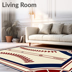 Crimson Navy Laurel Baseball Jersey Rug