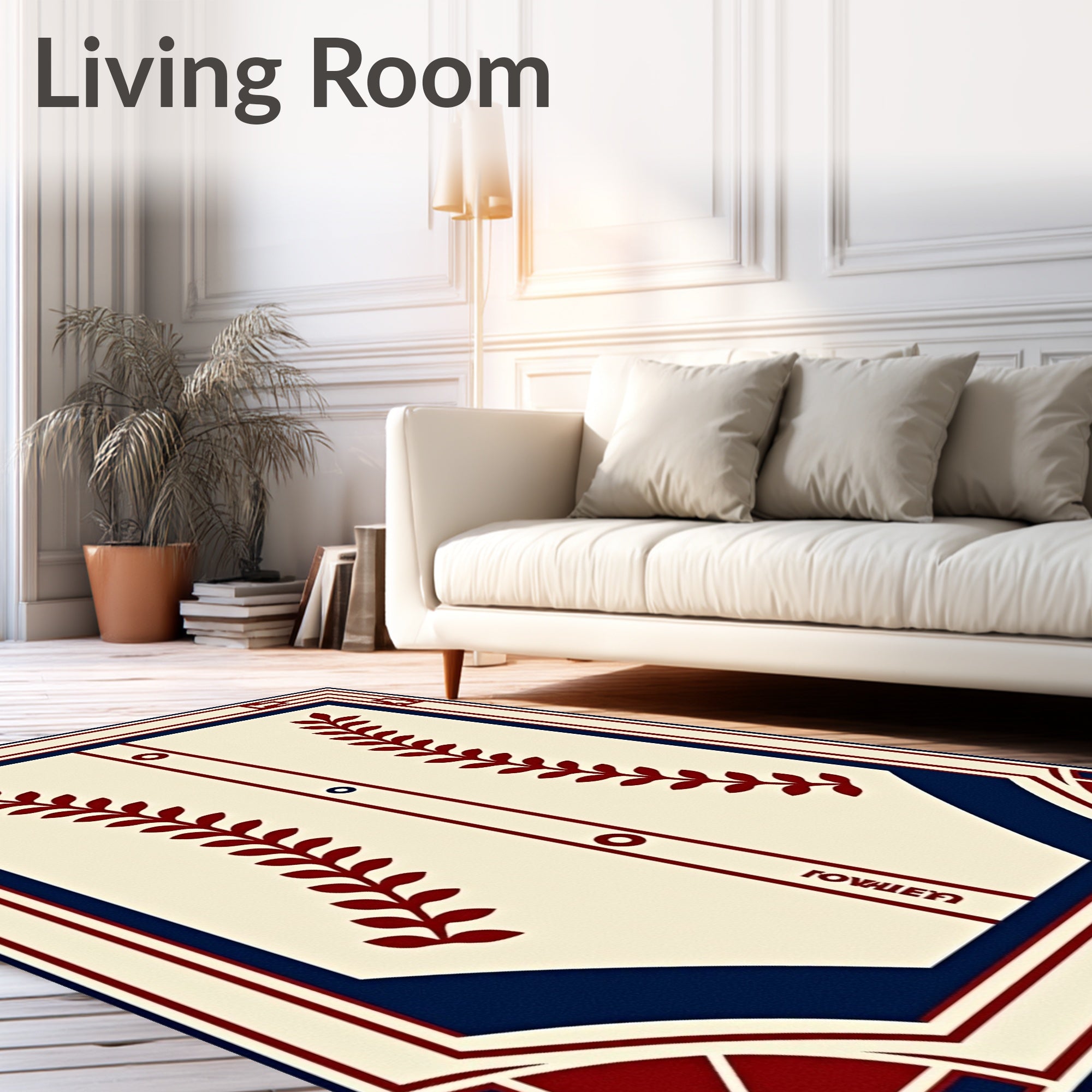 Crimson Navy Laurel Baseball Jersey Rug
