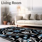 Black White Ice Flower Nova Rug