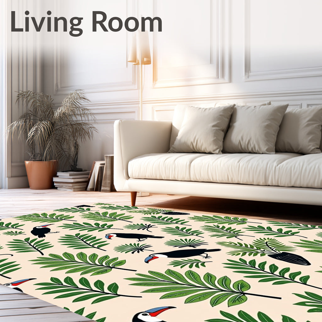 Tropical Toucan Foliage Cream Rug