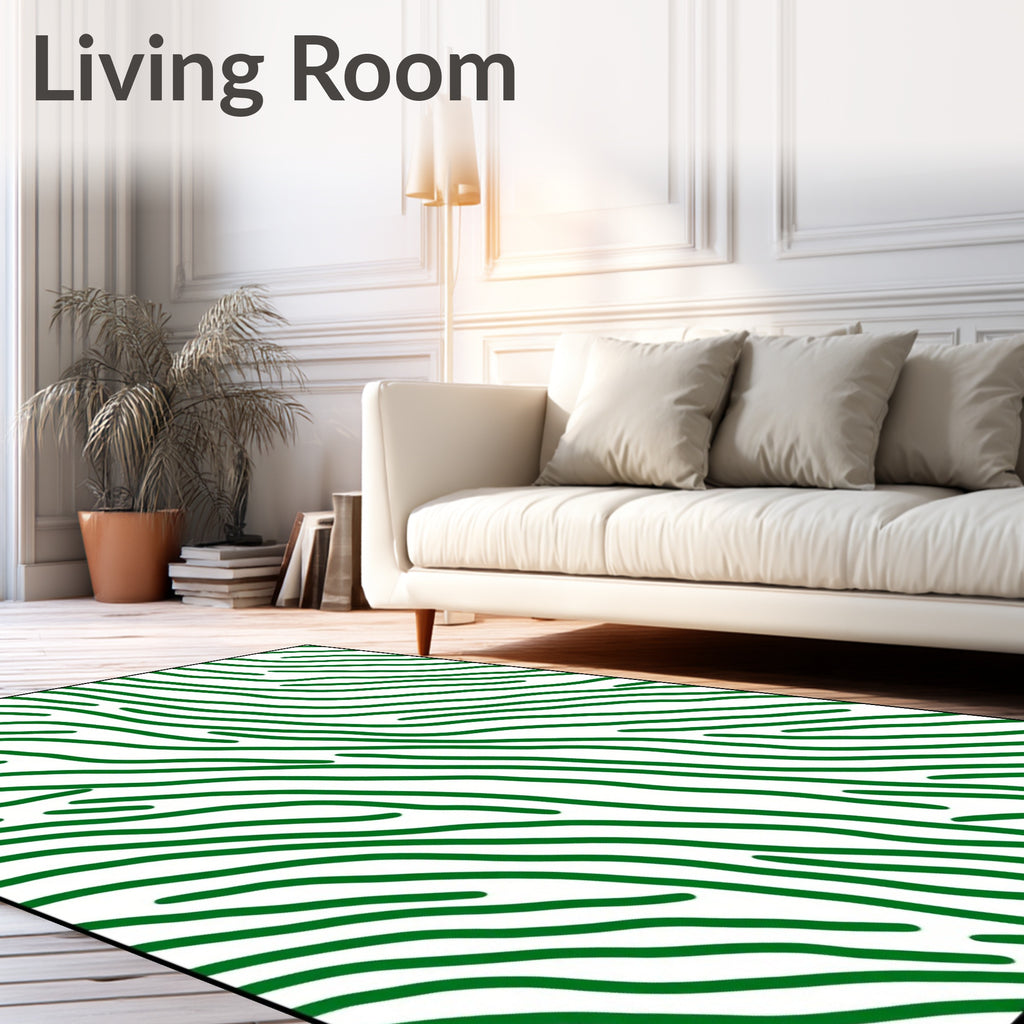 Green Organic Stripe Abstract Rug