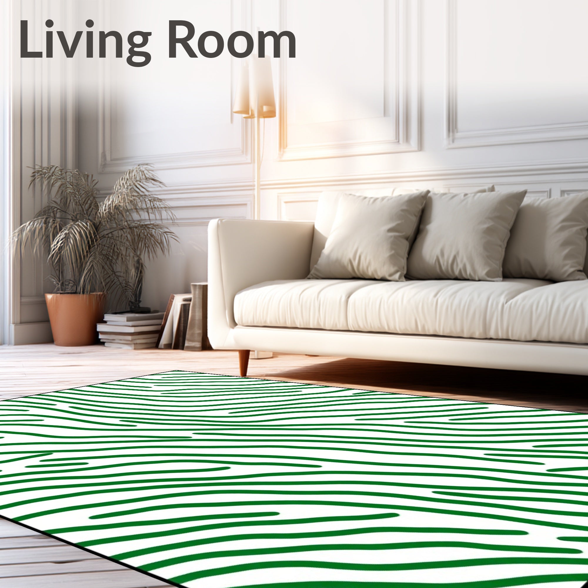 Green Organic Stripe Abstract Rug