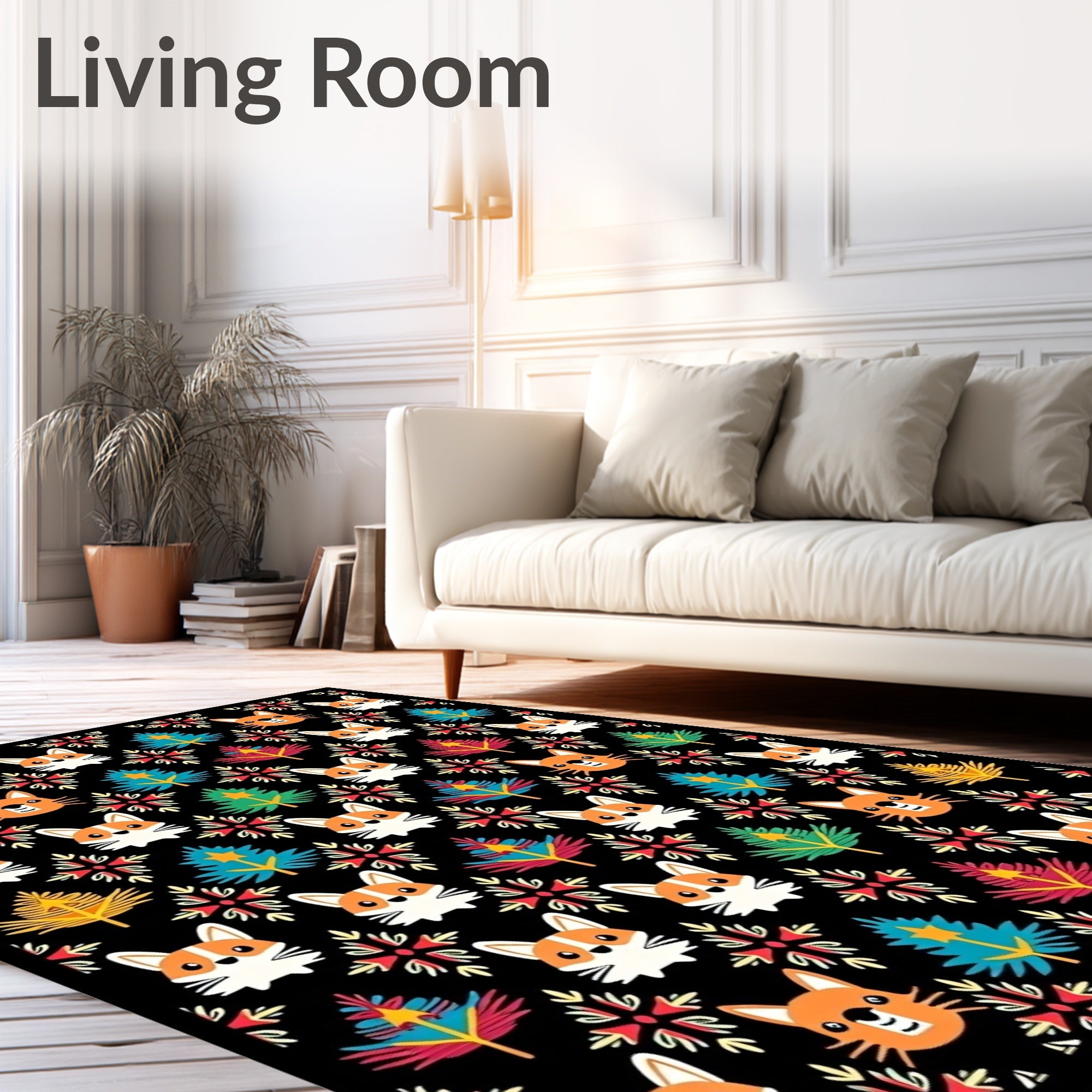 Whimsical Corgi Christmas Tree Collage Rug