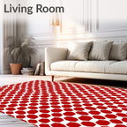 Vibrant Crimson Hexagonal Grid Rug