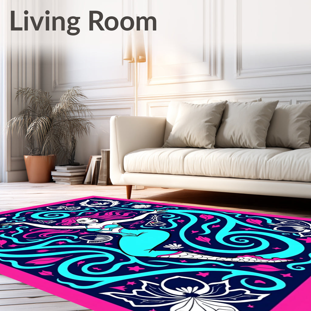 Neon Mermaid Aquatic Swirl Rug