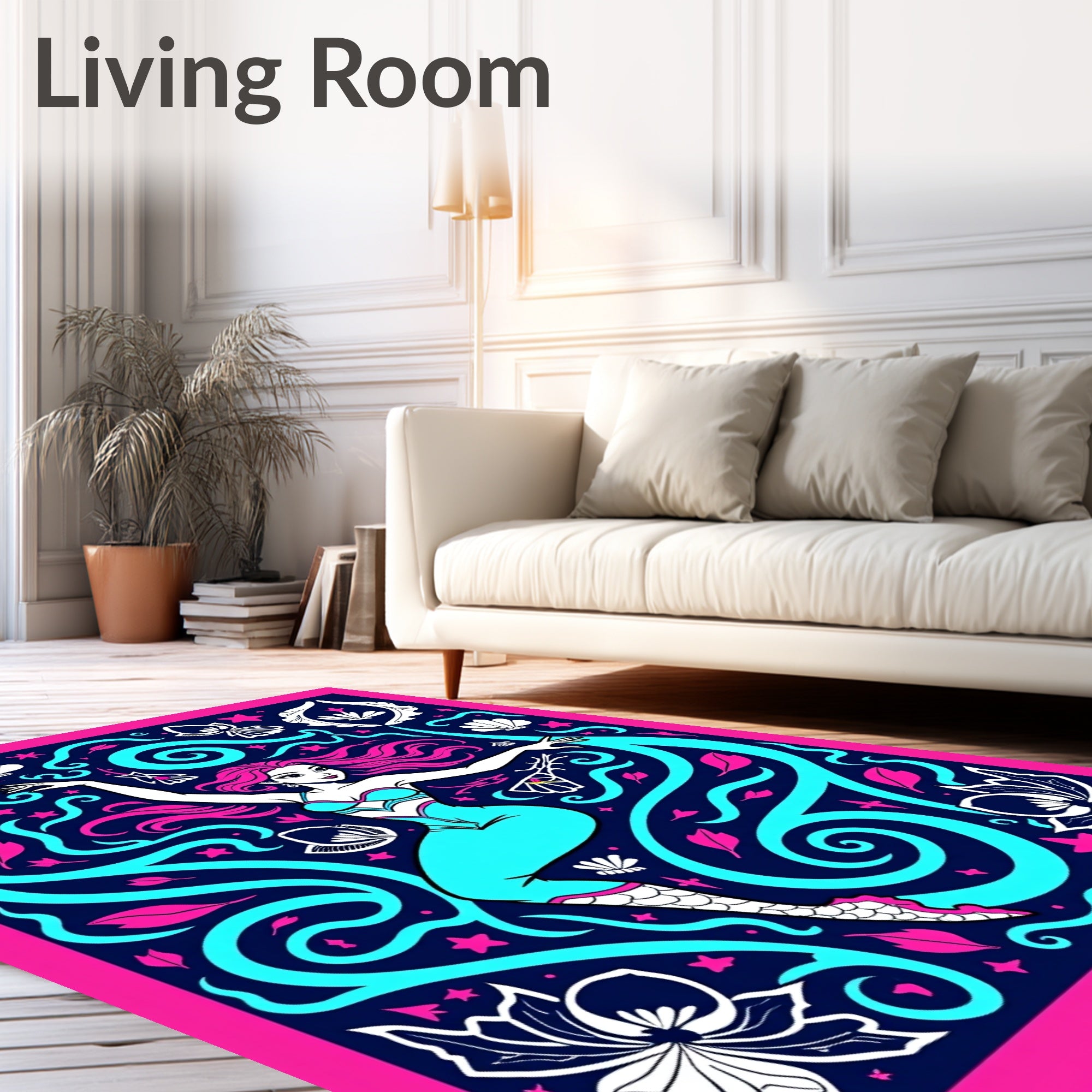 Neon Mermaid Aquatic Swirl Rug