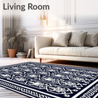 Nautical Navy White Interlocking Paisley Rug