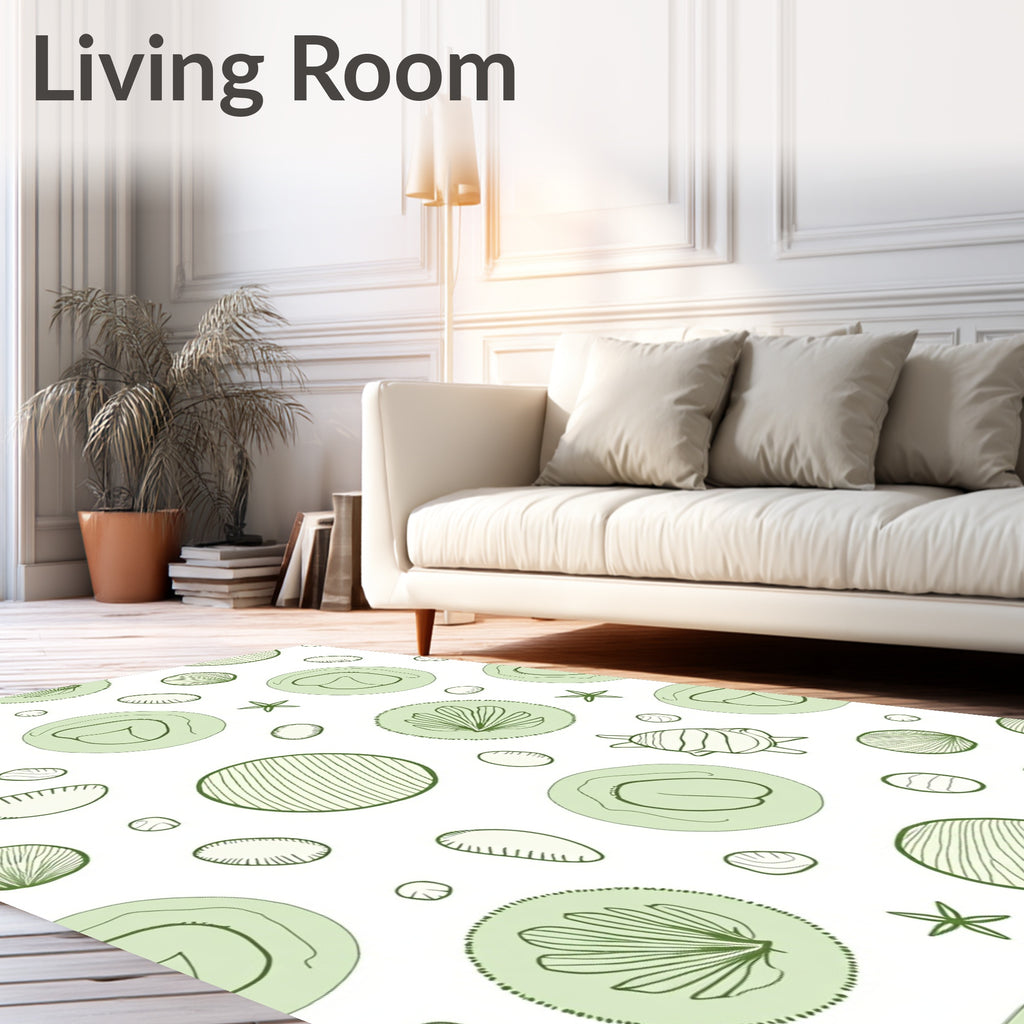 Sea Life Elements Green Circles Rug