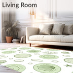 Sea Life Elements Green Circles Rug