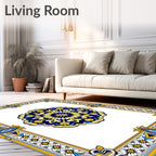 Royal Blue Golden Mandala Frame Rug