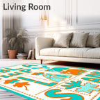 Alphabet Animals With Turquoise Orange Rug