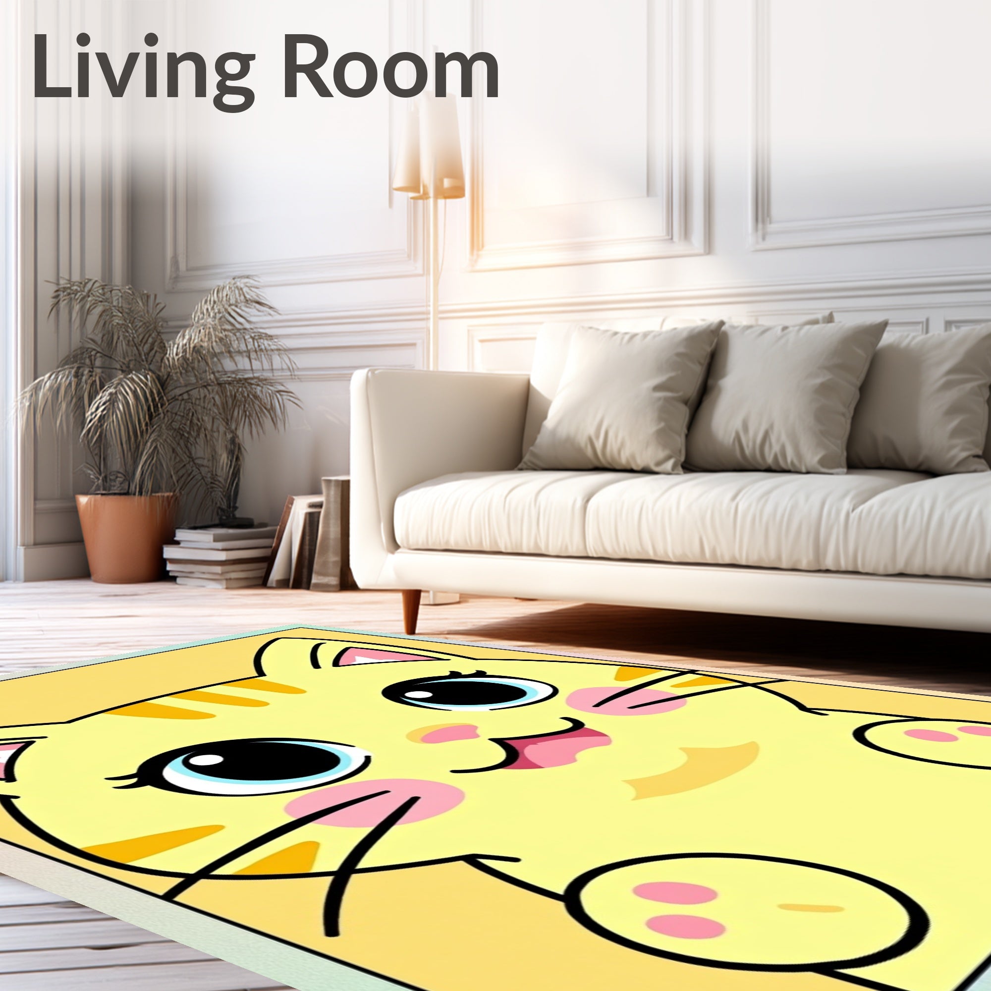 Cute Yellow Tabby Cat Face Rug