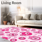 Pink Kawaii Animal Faces Circles Rug