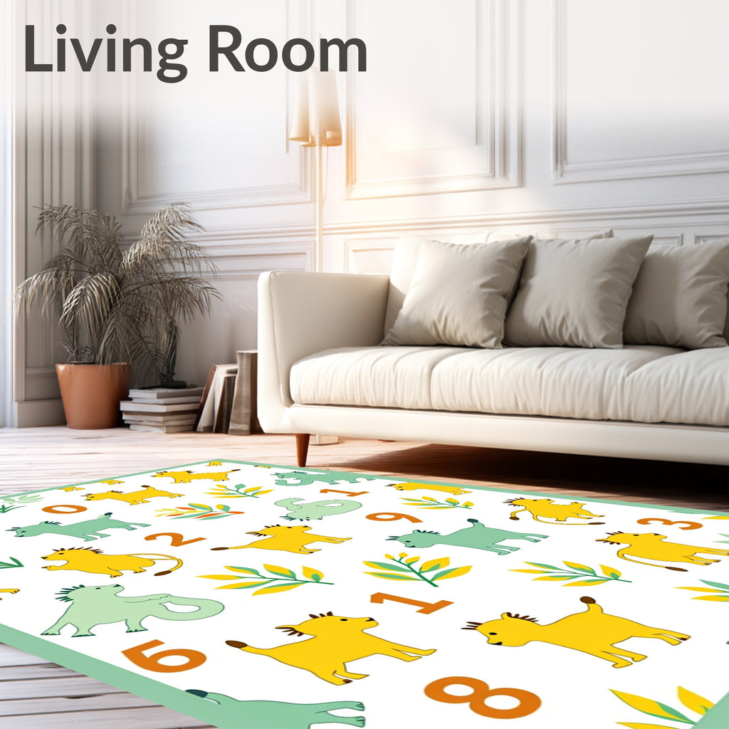 Yellow Green Lion Leaves Numbers Rug
