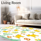 Yellow Green Lion Leaves Numbers Rug