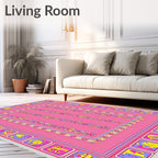 Fun Alphabet Pink Border Rug