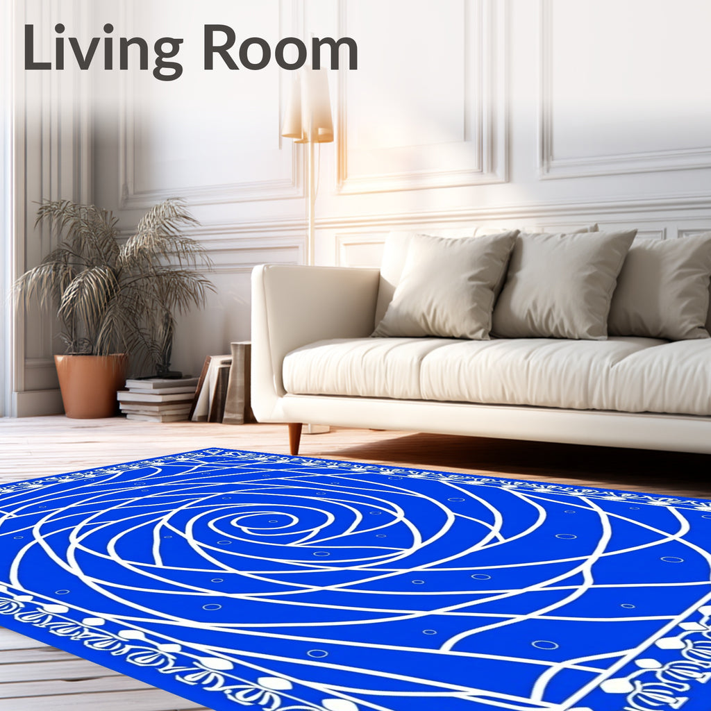 Vibrant Cobalt Swirl Medallion Rug