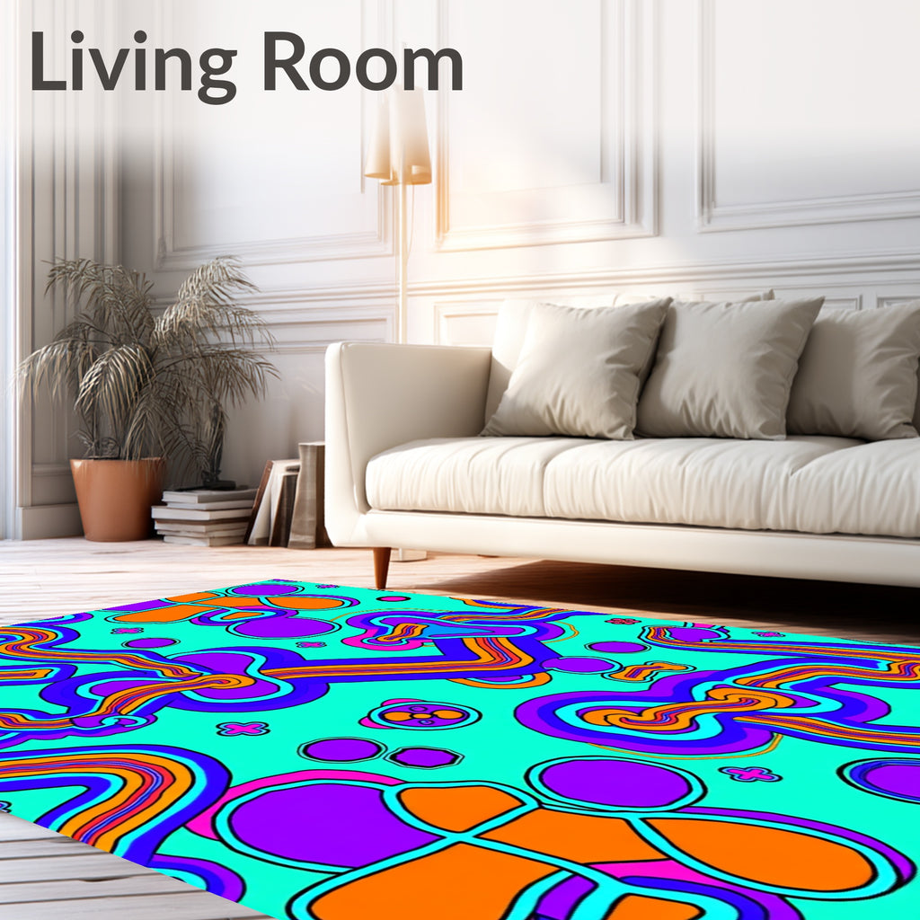 Groovy Purple Orange Swirls Rug