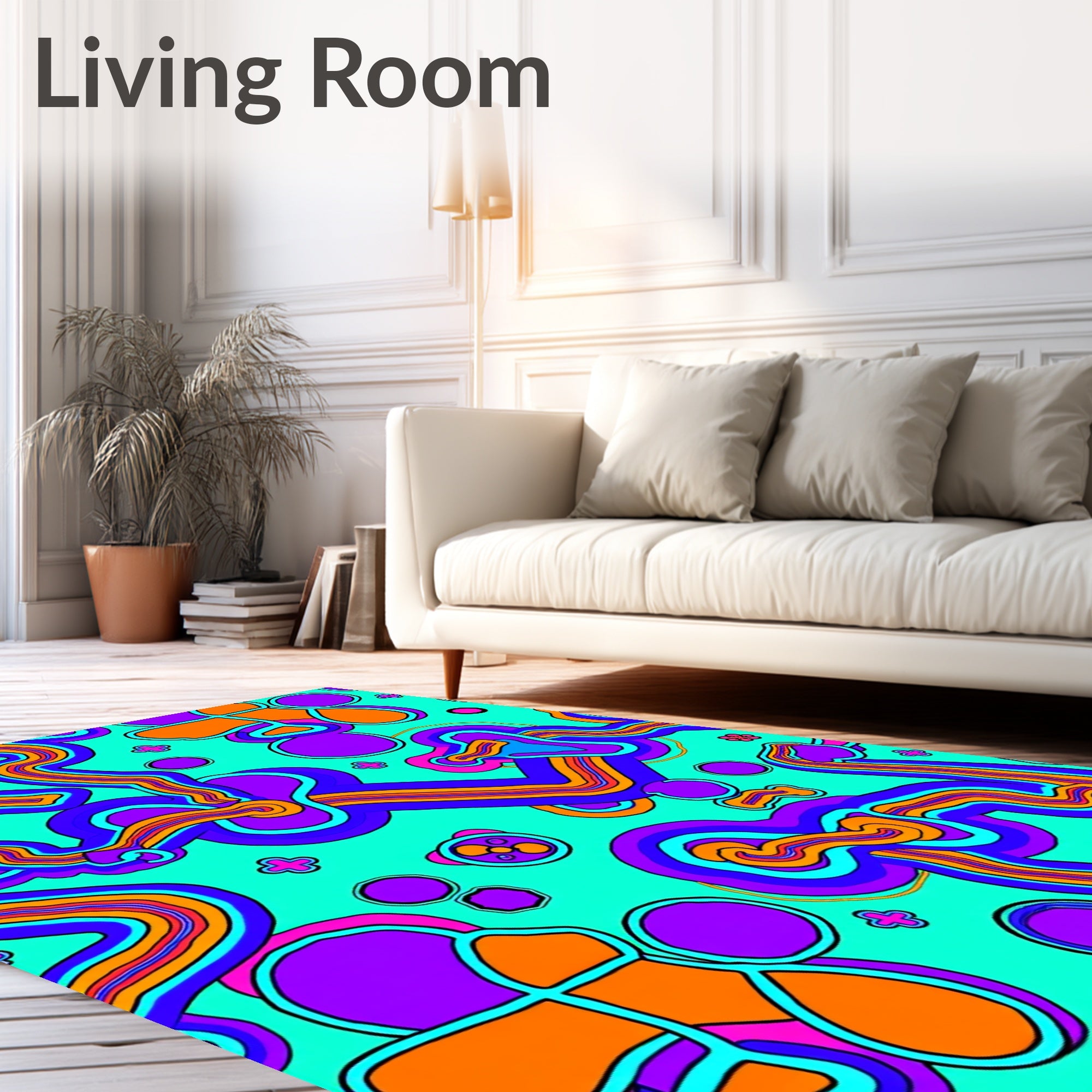 Groovy Purple Orange Swirls Rug